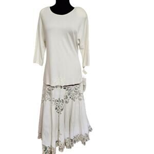 Vintage Carolyne Barton Cotton Ivory Prairie Dress Large with TAGS Cottagecore